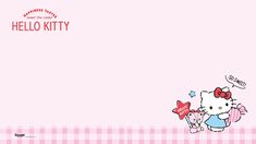 hello kitty wallpaper with pink gingham checkered background and an image of a cat