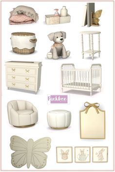 the baby's nursery furniture is all white