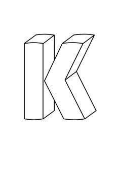 the letter k is made up of blocks and has been drawn in black ink on a white background