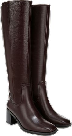 Classic Fitted Boots With Block Heel, Elegant Fitted Riding Knee-high Boots, Block Heel Boots, Wide Calf, Easy Wear, Knee High Boots, Knee High, Block Heels, Dark Brown