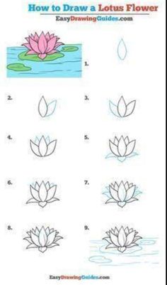 how to draw a lotus flower step by step instructions for children and beginners with pictures