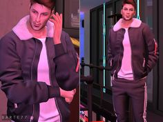 Sims 4 Male Fur Coat, Sims 4 Couple Poses, Anime Jacket, Sims 4 Family, The Sims 4 Download, Sims4 Clothes