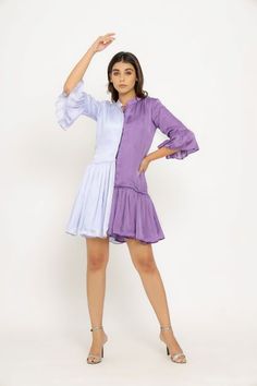 We are keen to introduce you to one of our exclusively picked brands from India - Neora by Nehal Chopra. The Hoppípolla Collection is a playful mix of color-blockings and variation in lengths and silhouettes. Read and see full collection here. Purple-Lilac Mid Length Dress with Asymmetrical Gathers. Fabric: Bemberg Modal Silk; woven via using Bamboo fabric on both the sides (Also known as Sustainable silk) Lining: Butter Crepe; Plant based with man made viscose The length of dress is 35 Inches. Half Dress, Mid Length Dress, Gathered Dress, Lilac Color, Purple Lilac, Bamboo Fabric, Colorblock Dress, Mid Length Dresses, Sustainable Clothing