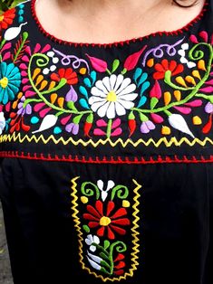 "FREE SHIPPING MEXICO, USA & CANADA Mexican embroidered black Dress Embroidered design and color may vary (see photos) *SPECIAL PACKAGE with Shawl or rebozo has 15% OFF than purchasing every item indivually YOU CAN CHOOSE ANY REBOZO COLOR WITH YOU DRESS - Please write in Order Note - We have more colors than the shown in photos Ideal for a boho and vintage chic look with Folk embroidered flowers, for everyday or beach. The colors are fantastic and the weave in the fabric give it the distinct Traditional Black Embroidered Dress For Fiesta, Traditional Black Dress For Cinco De Mayo, Traditional Black Fiesta Dress, Traditional Black Dress For Fiesta, Black Embroidered Dress For Fiesta With Floral Details, Black Embroidered Dress For Fiesta, Black Dresses For Cinco De Mayo Fiesta, Mexican Embroidery Dress, Embroidered Black Dress