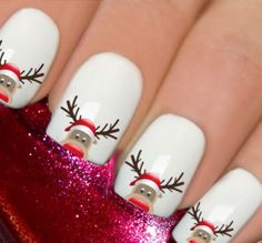 Suitable for Gel polish & regular polish. 20 mixed christmas decals on a self adhesive sticker to be applied over any colour varnish or gel on either your natural or false nail. Really easy to apply & can be used with gel or regular polish. 1. Paint nails in the colour of your choice. 2. Peel off the backing paper. 3. Pop the sticker into your nail. 4. Press down firmly. 5. Once you are happy seal with a good quality clear varnish or gel. The are in retail packaging g do make an ideal gi Rudolf Nails, Reindeer Nail Art, Christmas Nails Art, Nail Art Noel, Paint Nails, Santa Nails, Christmas Nail Stickers, Christmas Manicure, Nail Art Decals