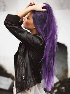 Long Purple Hair, Scene Girl, Long Red Hair, Auburn Hair, Dye My Hair, Grunge Hair, Dream Hair, Black Leather Jacket