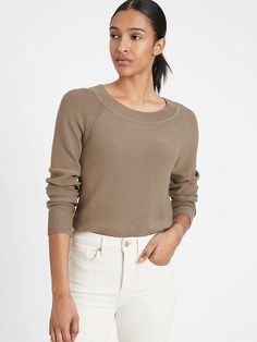 Organic Cotton Scoop-Neck Sweater | Banana Republic Hip Length, Raglan Sleeve, The Earth, Neck Sweater, Banana Republic, What To Wear, Scoop Neck, Loose Fitting, Organic Cotton