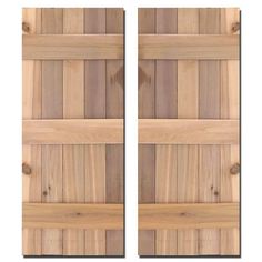 two doors with wooden slats on each side