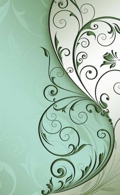 an abstract green background with swirls and leaves