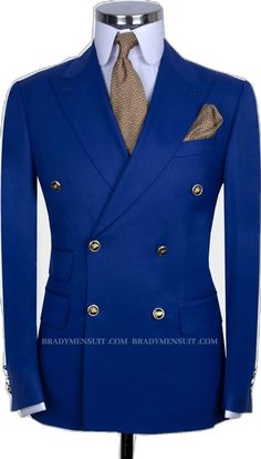 Blue Double Breasted Suit With Notch Lapel, Royal Blue Single-breasted Suit For Semi-formal Occasions, Single Breasted Royal Blue Suit, Royal Blue Business Blazer With Suit Collar, Business Blazer With Suit Collar In Royal Blue, Semi-formal Blue Single Breasted Sets, Royal Blue Single-breasted Suit With Suit Collar, Blue Single Breasted Semi-formal Sets, Royal Blue Single-breasted Suit