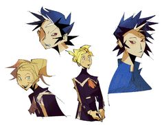 some very cute anime characters with different hair styles