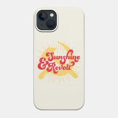 an iphone case with the words sunshine and gravy on it, in red