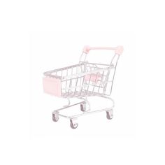 a small shopping cart with pink handles