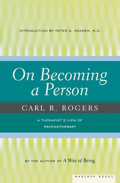 the book on becoming a person by carl r rogers, with an image of a green background