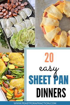 easy sheet pan dinners with text overlay that reads 20 easy sheet pan dinners