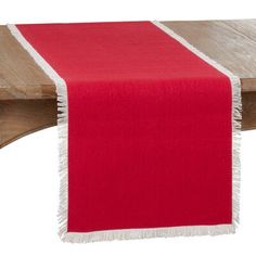 Ideal for meals and occasions year-round, the fringed table runner is highly versatile and can be easily dressed up or down. It comes in a variety of colors to accommodate any decor and interiors and coordinate with prints and styles of any kind. The runner is made with 100% cotton for the look and feel. Birch Lane™ Color: Red Birch Lane™ Flamenco 100% Cotton Table Runner - Dining Linens in Red | Size 16" D X 72" L Contemporary Table Runners, Holiday Dining Table, Decorative Placemats, Dining Table Runners, The Runner, Red Table, Table Napkins, Linen Table Runner, Border Design