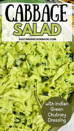 Cabbage Salad with Indian Green Chutney Dressing – a potluck favorite combining crunchy cabbage with zesty mint-cilantro chutney dressing. An easy Indian-inspired recipe. #saladrecipe #potluck #easyIndianrecipes #Indianfood Indian Picnic, Salad With Mint, Light Lunches