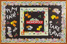 a monopoly board game with words written on it