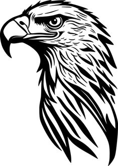 an eagle's head is shown in black and white