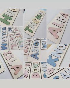 several different types of letters and numbers are shown in this collage, including one for each letter