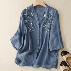 Crunowin Women's Floral Embroidered Shirts Boho Tops Blouses, Short Sleeve Mexican Peasant Summer Round Neck Tunic Top T-Shirt Blue Related keywords: Crunowin Womens Tops,Floral Print Shirts Boho Tops,Solid Color Womens Blouse Top,Casual Womens Short Sleeve Tops,Womens 3/4 Sleeve Shirts,Summer Fashion Tops,Womens Tops Size: 2XL.  Gender: female.  Age Group: adult. Elegant Tank Tops, Belleza Natural, Pure Color, Neck Shirt, Haiti, Urban Fashion, Stand Collar, Pullover Styling, Casual Tops