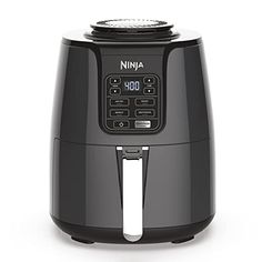 the ninja air fryer is black and silver