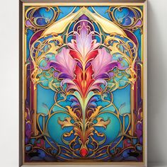 an art nouveau painting on the wall