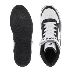 Upgrade your look with a standout classic sneaker. The FILA A High shoes feature a pebbled leatherette upper with stitched overlays to create a streamlined look. Perforations on the toecap add airflow where you need it most, and the textile lining is soft and comfortable. An adjustable closure strap at the front allows for a custom fit. Lace-up high-top with an adjustable closure strap. Durable synthetic leather upper. Perforated toe cap adds breathability. Embroidered logo detailing throughout. Modern High-top Synthetic Skate Shoes, Sporty Synthetic Skate Shoes With Studded Outsoles, Classic High-top Lace-up Sneakers, Classic High-top Lace-up Sneakers In Synthetic, Classic Synthetic Basketball Shoes With Round Toe, Classic Synthetic Basketball Shoes, Synthetic Skate Shoes With Perforated Toe Box For Sports, Classic Lace-up High-top Sneakers, White High-top Skate Shoes With Studded Outsoles