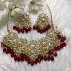 Imitation kundan style in gold with red beads  Necklace and earrings only Red Beads Necklace, Red Choker Necklace, Red Choker, Red Beaded Necklaces, Kundan Set, Red Beads, Red Necklace, Oct 30, Choker Necklaces