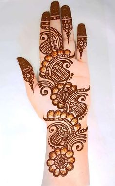 the hand is decorated with henna designs