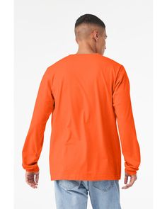 Unisex Jersey Long Sleeve T-Shirt - ORANGE - XS | Bella + Canvas Jersey Long-Sleeve T-Shirt in Orange Size XS | Cotton BC3513, BCCVC, 3513, CVC, B, BC Mens Jersey, Jersey Long Sleeve, Tshirt Outfits, Shirt Outfit, Branded T Shirts, Long Sleeve T Shirt, Bella Canvas, Long Sleeve Tshirt, Tshirt Designs