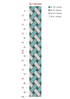 a blue and white bracelet is shown with the measurements for each beading pattern on it