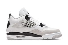 The crisp black-and-white take on Michael Jordan's fourth signature sneaker is primed for a potential May 21 release and will arrive in full-family sizing. Best Jordan 4, Jordan 4 Retro Military Black, Nike Air Jordan Shoes, Nike Shoes Girls, Jordan Model, Cheap Sneakers, Preppy Shoes, Jordan 4s, Jordan Shoes Retro