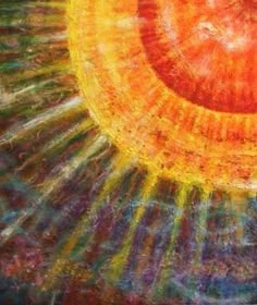 an abstract painting with sun rays coming out of the center