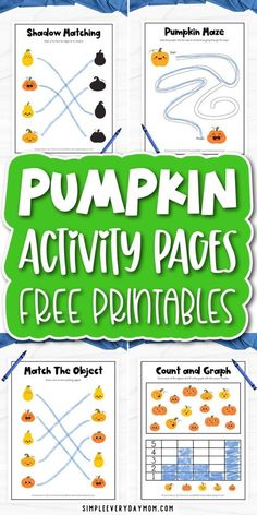 pumpkin activity pages with free printables to help kids learn how to use them