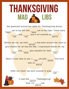 a thanksgiving mad libs poem for kids