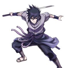 an anime character holding two swords in his hands