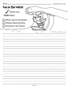 an ocean worksheet with the words fun in the water