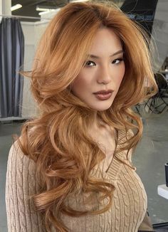 Good Colors To Dye Blonde Hair, Light Radiant Auburn Hair, Aesthetic Colored Hair, Cowboy Ginger Hair, Redhead Blowout, Dyed Hair Trends, Gingerbread Hair Color, Asian Ginger Hair, Ginger Dyed Hair