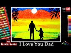 an adult and child are holding hands in front of colored pencils with the words i love you dad