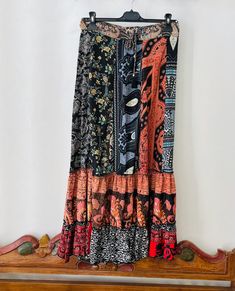 Bohemian Tiered Skirt In Rayon, Bohemian Rayon Lined Skirt, Bohemian Tiered Rayon Skirt, Bohemian Rayon Tiered Skirt, Summer Ruffle Skirt In Rayon, Summer Rayon Skirt With Ruffles, Summer Ruffled Rayon Skirt, Summer Ruffled Skirt Made Of Rayon, Bohemian Midi Skirt In Rayon