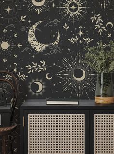 This Wallpaper item by PatternArtWallpaper has 392 favorites from Etsy shoppers. Ships from Poland. Listed on Jun 29, 2024 Esoteric Home Decor, Vinyl Peel And Stick Wallpaper, Witchy Wallpaper Home, Peel And Stick Black Wallpaper, Dark Peel And Stick Wallpaper, Witchy Hallway, Mystical Home Decor, Moody Wallpaper Bedroom, Black Ceiling Bedroom