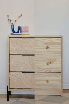 DIY hack for IKEA RASTFluted dresser upcycled with cane reeddrawer pullsand legs Ikea Rast Makeover, Ikea Dresser Makeover, Ikea Furniture Makeover, Ikea Rast Hack, Ikea Makeover, Diy Hack, Ikea Decor, Diy Nightstand, Ikea Furniture Hacks