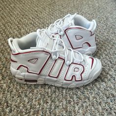 -In Perfect Condition -No Stains Or Tears -Kept Very Clean And Well Taken Care Of -Size 5y, Fits Wmns 6.5 -White Varsity Red Color Way Nike Air More Uptempo, Nike Air More, Shoes Nike Air, Shoes Nike, Womens Shoes Sneakers, Red Color, Nike Shoes, Nike Women, Red White