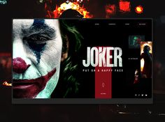 the joker movie website is displayed on a computer screen, and it appears to be dark