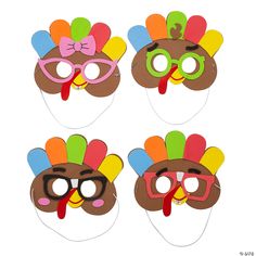 three turkey masks with sunglasses on them