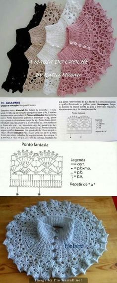 the crocheted doily is shown in three different colors and sizes, including one with