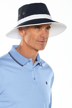 Men's Matchplay Golf Hat: Sun Protective Clothing - Coolibar : Sun Protective Clothing - Coolibar White Outdoor Visor With Upf 50+, White Visor With Upf 50+ For Outdoor, White Wide Brim Breathable Hat, Summer Golf Hat With Curved Brim, Summer Golf Hats With Curved Brim, Curved Brim Golf Hats For Summer, Classic Six-panel Golf Hats, Breathable Hats For Golf, Breathable Curved Brim Golf Hat