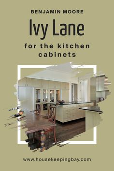 Ivy Lane 523  for the Kitchen Cabinets by Benjamin Moore Dark Countertops, Cabinet Paint Colors, Sherwin Williams Colors, Upper Cabinets, Countertop Materials, Kitchen Paint, Painting Kitchen Cabinets, Cabinet Colors, Bath Remodel