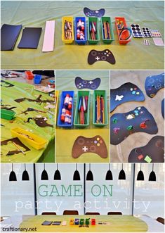 a collage of photos showing different activities for children to play with in the classroom